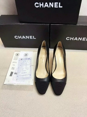 CHANEL Shallow mouth Block heel Shoes Women--062